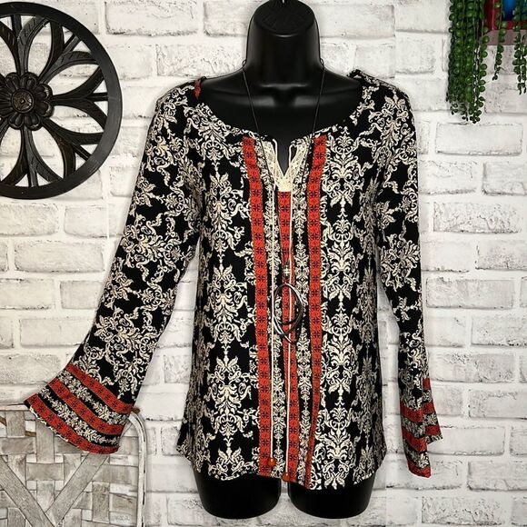 Pronto USA Boho Hippie Flared Sleeves Blouse Top Shirt Size Small - Picture 1 of 6